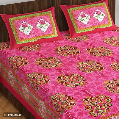 Comfortable Cotton Printed Queen Bedsheet with 2 Pillow Covers-thumb0