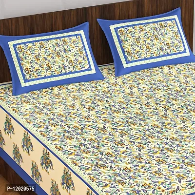 Comfortable Cotton Printed Queen Bedsheet with 2 Pillow Covers