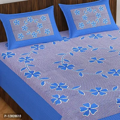 Comfortable Cotton Printed Queen Bedsheet with 2 Pillow Covers-thumb0