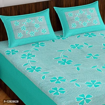 Comfortable Cotton Printed Queen Bedsheet with 2 Pillow Covers-thumb0