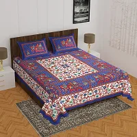 Comfortable Cotton Printed Queen Bedsheet with 2 Pillow Covers-thumb1