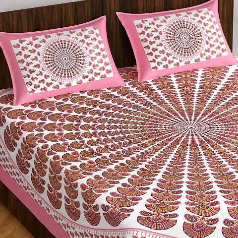 Printed Cotton Double Bedsheet with 2 Pillow Covers