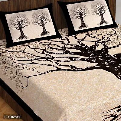 Comfortable Cotton Printed Queen Bedsheet with 2 Pillow Covers-thumb0