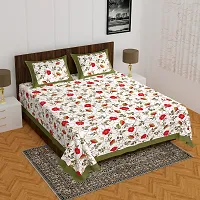 Comfortable Cotton Printed Queen Bedsheet with 2 Pillow Covers-thumb1