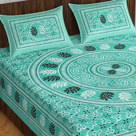 Printed Cotton Double Bedsheet with 2 Pillow Cover