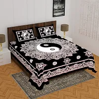 Comfortable Cotton Printed Queen Bedsheet with 2 Pillow Covers-thumb1