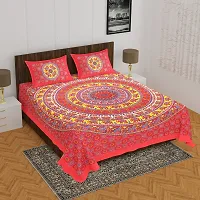 Comfortable Cotton Printed Queen Bedsheet with 2 Pillow Covers-thumb1