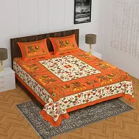 Comfortable Cotton Printed Queen Bedsheet with 2 Pillow Covers-thumb1