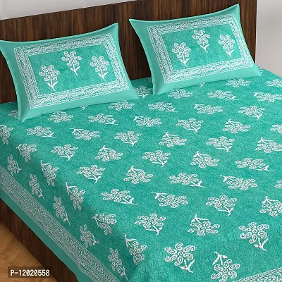 Comfortable Cotton Printed Queen Bedsheet with 2 Pillow Covers-thumb0