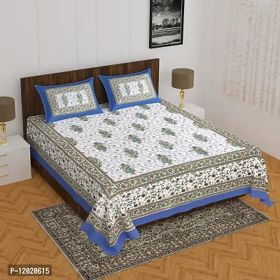 Comfortable Cotton Printed Queen Bedsheet with 2 Pillow Covers-thumb2