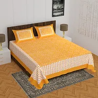 Comfortable Cotton Printed Queen Bedsheet with 2 Pillow Covers-thumb1