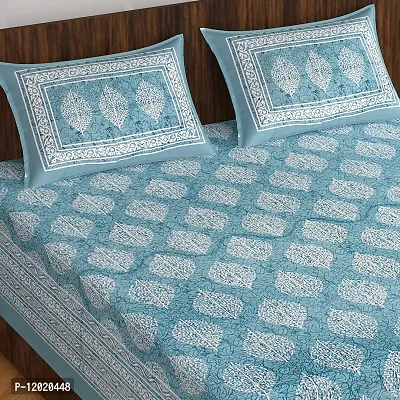 Comfortable Cotton Printed Queen Bedsheet with 2 Pillow Covers