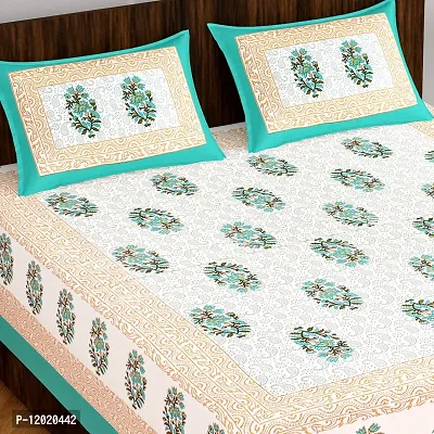 Comfortable Cotton Printed Queen Bedsheet with 2 Pillow Covers