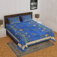 Comfortable Cotton Printed Queen Bedsheet with 2 Pillow Covers-thumb1