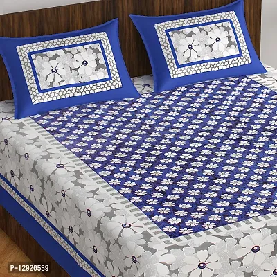 Comfortable Cotton Printed Queen Bedsheet with 2 Pillow Covers-thumb0