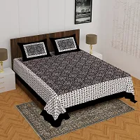 Comfortable Cotton Printed Queen Bedsheet with 2 Pillow Covers-thumb1