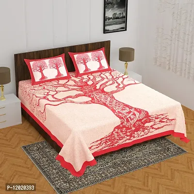 Comfortable Cotton Printed Queen Bedsheet with 2 Pillow Covers-thumb2