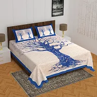 Comfortable Cotton Printed Queen Bedsheet with 2 Pillow Covers-thumb1