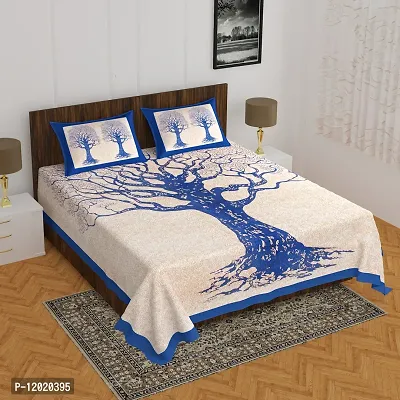 Comfortable Cotton Printed Queen Bedsheet with 2 Pillow Covers-thumb2