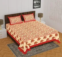 Comfortable Cotton Printed Queen Bedsheet with 2 Pillow Covers-thumb1