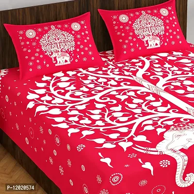 Comfortable Cotton Printed Queen Bedsheet with 2 Pillow Covers