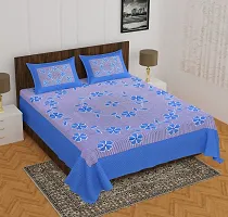 Comfortable Cotton Printed Queen Bedsheet with 2 Pillow Covers-thumb1