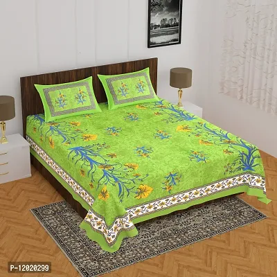 Comfortable Cotton Printed Queen Bedsheet with 2 Pillow Covers-thumb2