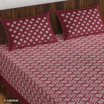 Comfortable Cotton Printed Queen Bedsheet with 2 Pillow Covers