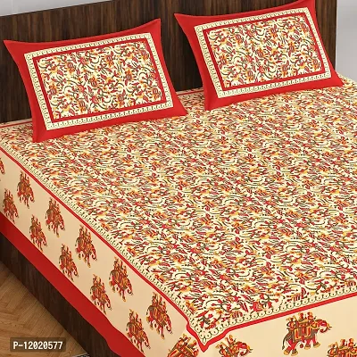 Comfortable Cotton Printed Queen Bedsheet with 2 Pillow Covers