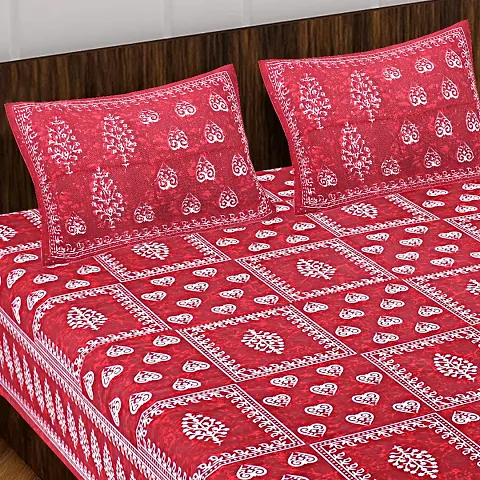 Cotton Printed Double Bedsheet With 2 Pillow Covers