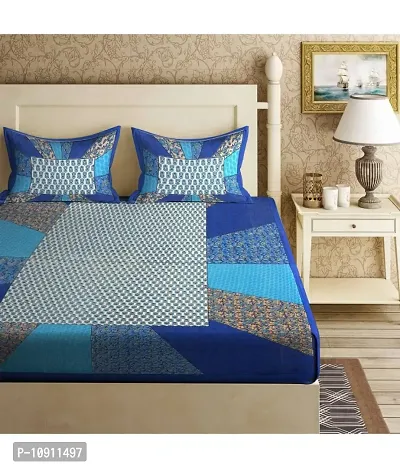 Fancy Cotton Printed Bedsheet with 2 Pillow Covers-thumb0