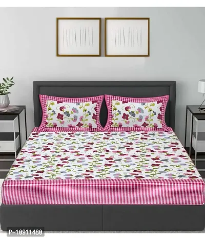 Fancy Cotton Printed Bedsheet with 2 Pillow Covers-thumb0