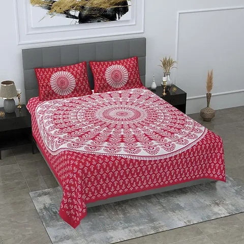 Cotton Printed Double Bedsheet With 2 Pillow Covers