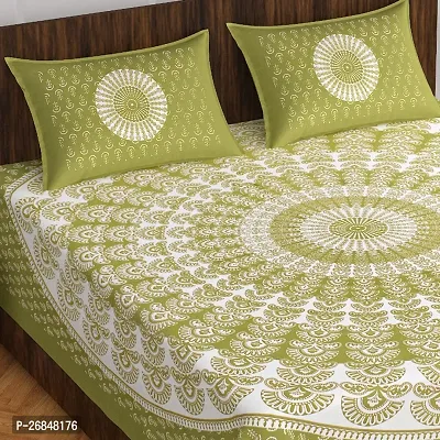 Jaipuri Cotton Double Size Bedsheet with Pillow Covers-thumb0