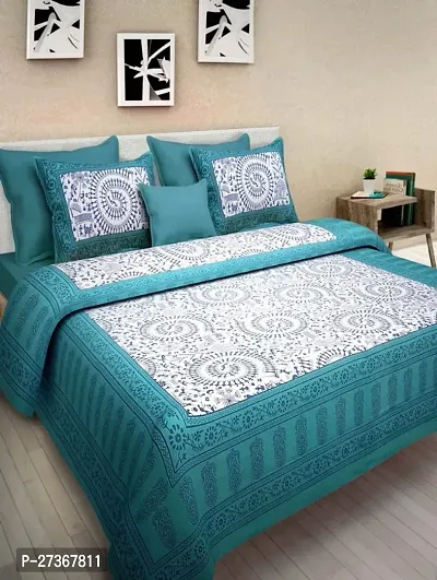 Classic Cotton Printed Bedsheet with Pillow Cover-thumb0