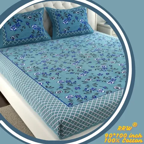 Printed Cotton Queen Size Bedsheets (90*100 Inch) Vol 7