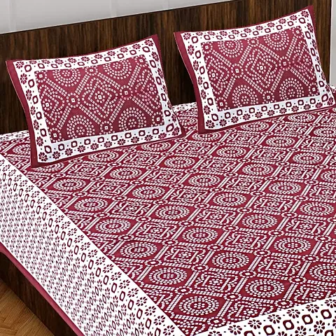 Cotton Printed Double Bedsheets With Pillow Covers