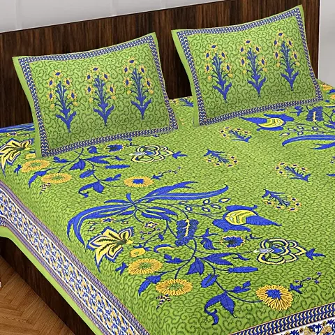 Cotton Printed Double Bedsheet With Pillow Covers