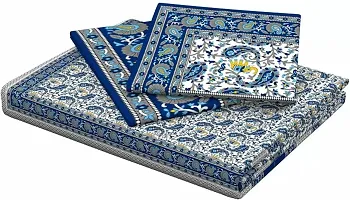 Comfortable Cotton Printed Double Bedsheet With 2 Pillow Covers-thumb1