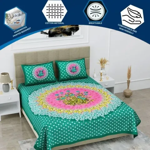 Printed Cotton Double Bedsheets (94*83 Inch)