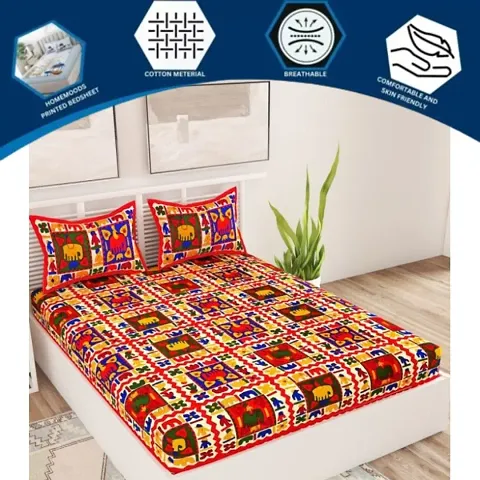 Cotton Double Bedsheets With 2 Pillow Covers (94*83 Inch)