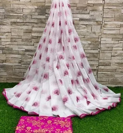 Cotton Printed Sarees with Blouse Piece