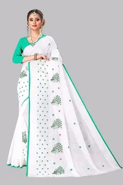 Attractive Linen Saree with Blouse piece 