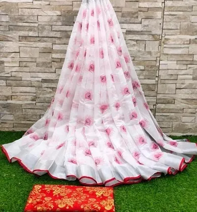 Stylish Fancy Designer Linen Saree With Blouse Piece For Women