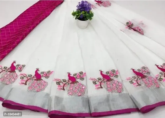 Stylish Fancy Designer Linen Cotton Saree With Blouse Piece For Women