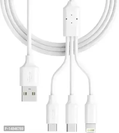 NEXCEN Power Sharing Cable 1 m Micro, Type C (3 in 1 multi charging cable)XD1Z  (Compatible with I PHONE, C TYPE PHONE, MICRO USB PHONE, White, One Cable)