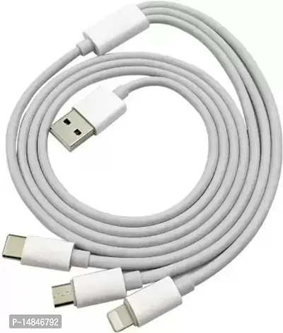 NEXCEN Power Sharing Cable 1 m Micro, Type C (3 in 1 multi charging cable)XP2  (Compatible with I PHONE, C TYPE PHONE, MICRO USB PHONE, White, One Cable)