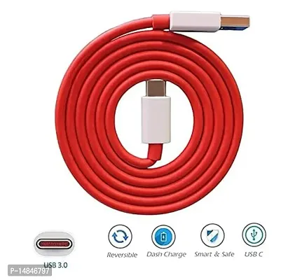 NEXCEN USB Type C Cable 1 m WARP,Dash Charging Type c Charger Cable Compatible for OnePlus  Compatible with The cable can be used to deliver a power output of 65W via Warp Charge, Red, One Cable-thumb3