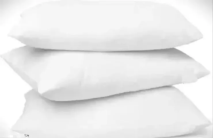 Stylish White Polyester Solid Pillow Pack of 3
