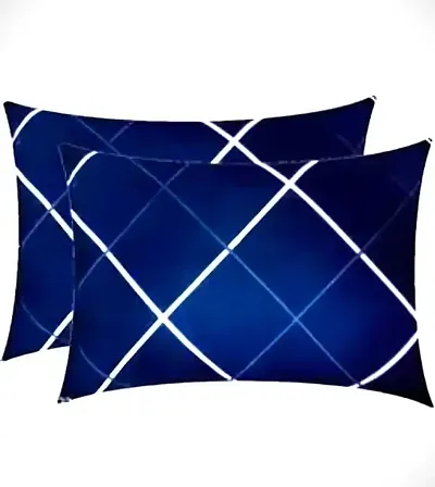 Stylish Blue Polyester Printed Pillow Pack of 2
